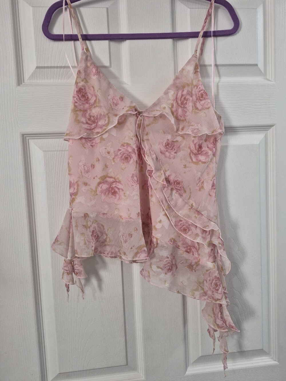 Floral Pink Ruffle Cami Top - Picture 2 of 8